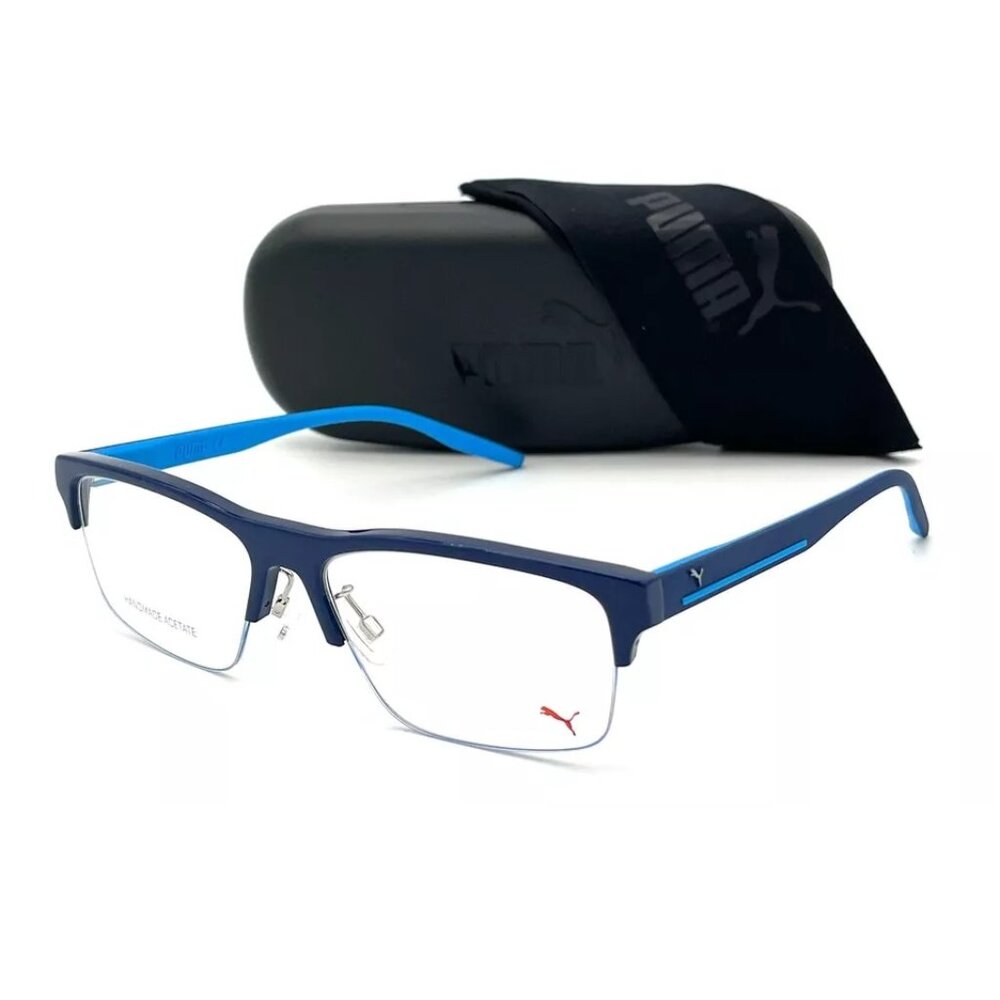 PUMA PU0274 004 Blue Transparent / Demo Lens 57mm Eyeglasses